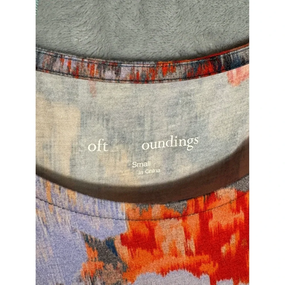 Soft‎ Surroundings Floral Print Maxi Dress 3/4 Sleeve Round Neck multi Size S